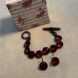 Betsey Johnson Red Gem Bracelet Set